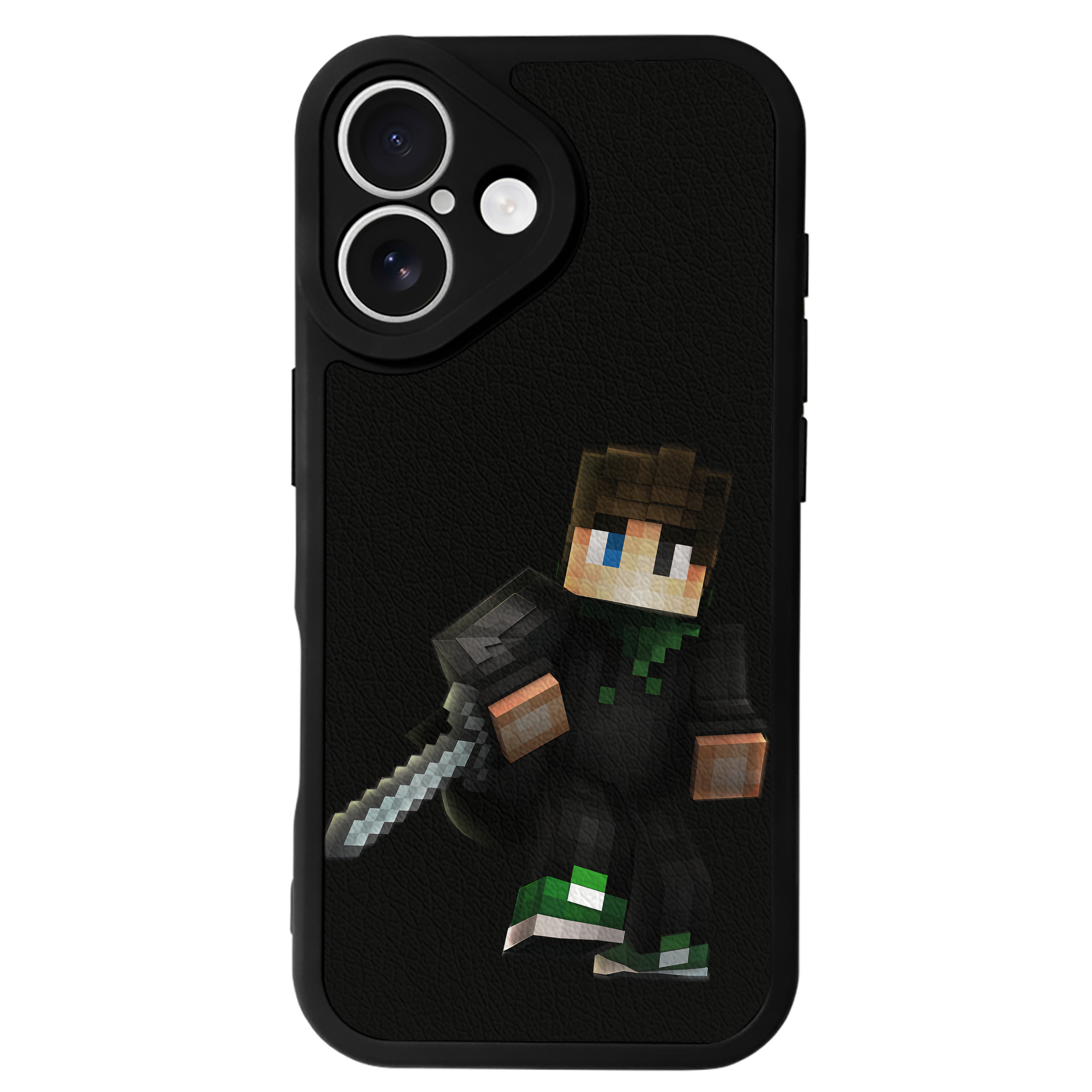 （画像用） マインクラフト ブロックの世界 Minecraft MC Block world 【iPhone 16シリーズ対応】シリコンスマホケース（レザー調） 材質：シリコン